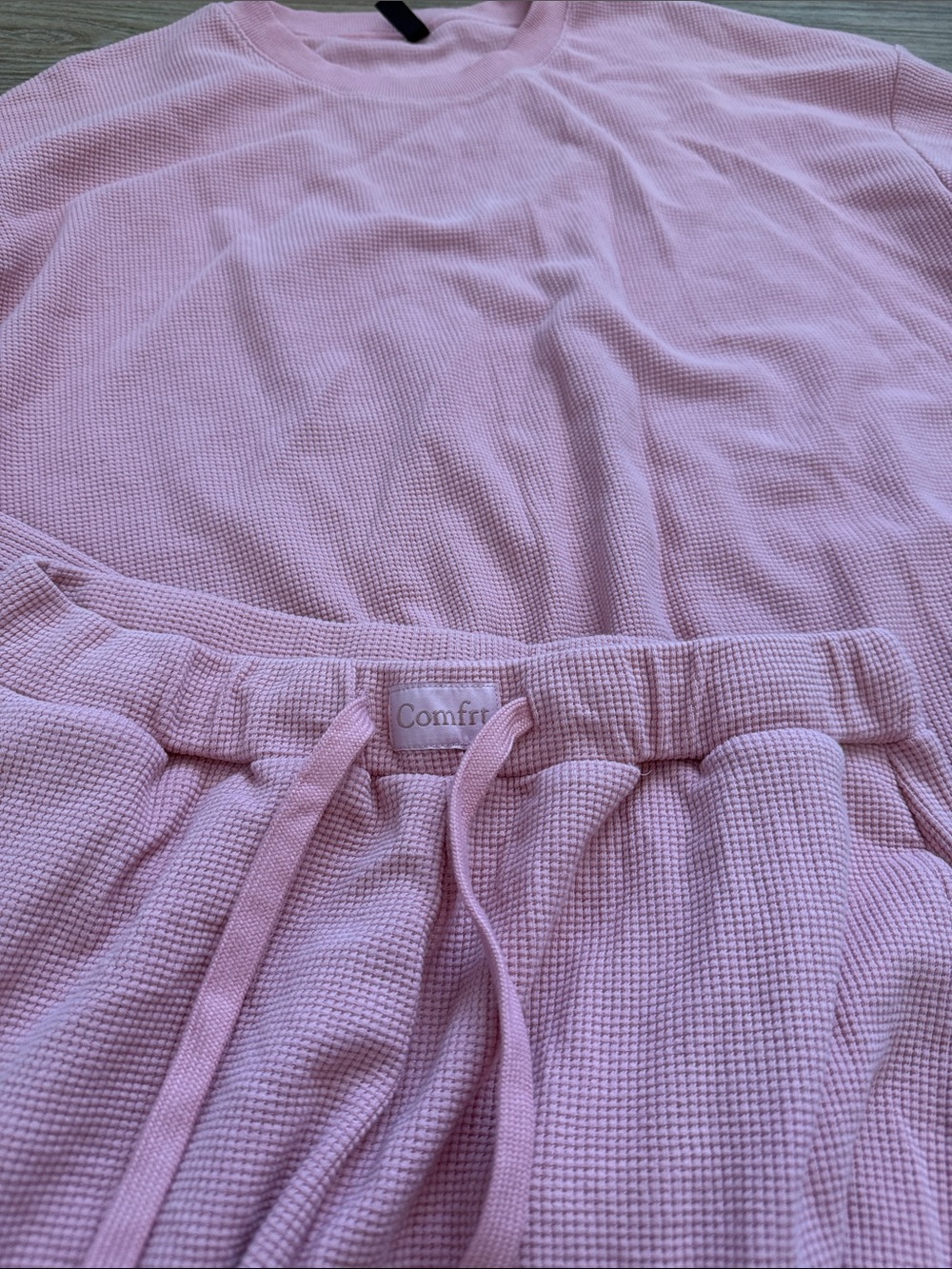 Classic Crewneck Waffle Sweatshirt in Soft Pink - Picture 3 of 5
